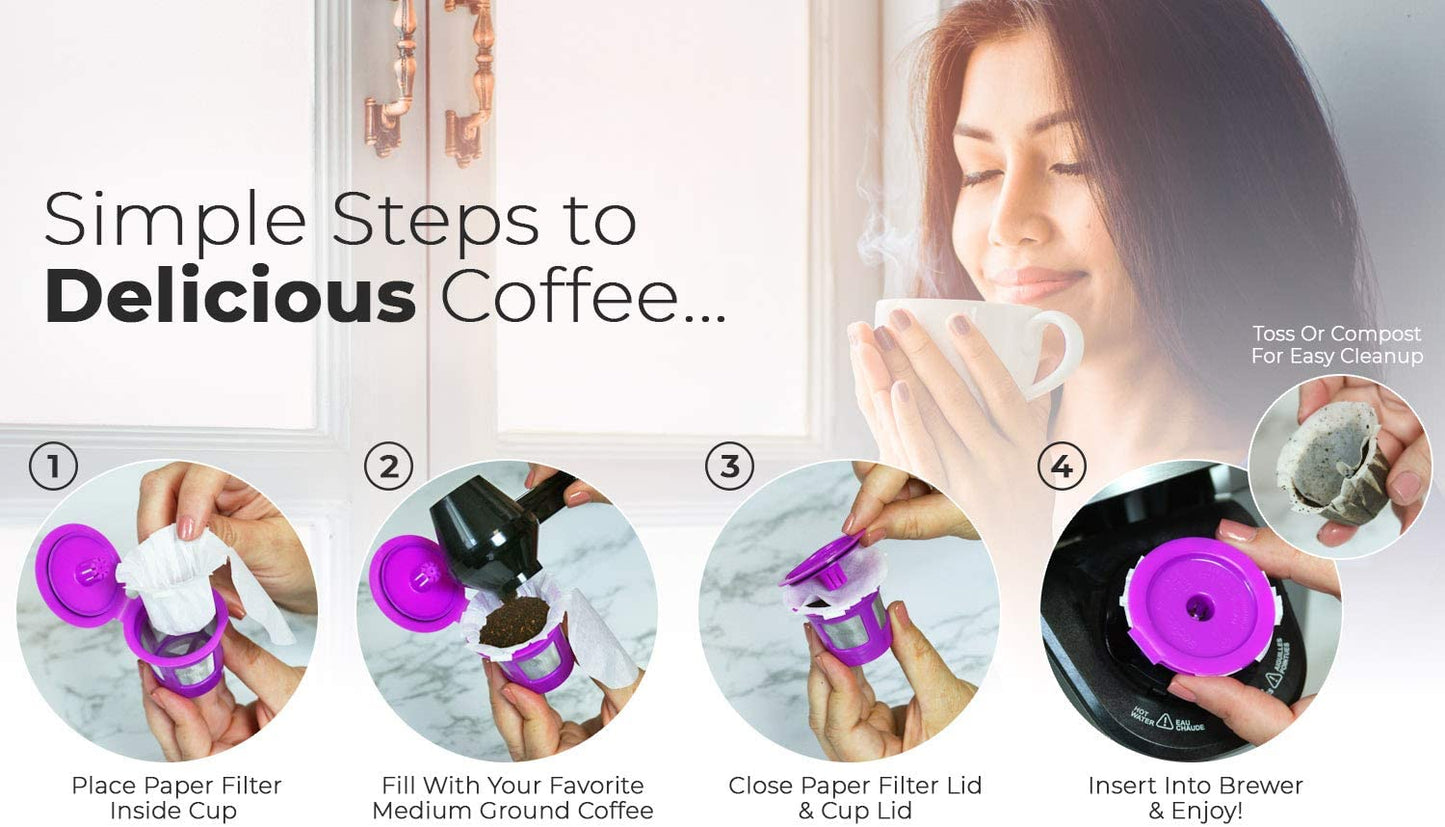 Ez-Cup 2.0 Starter Pack | Reusable K Cup Coffee Pod Capsule with 25 Disposable Paper Filters (Starter Pack)