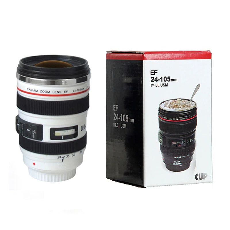 Stainless Steel Camera Ef24-105Mm Coffee Lens Mug White Black Coffee Mugs Creative Gift Coffee Cups Canecas Tazas Vaso Caf