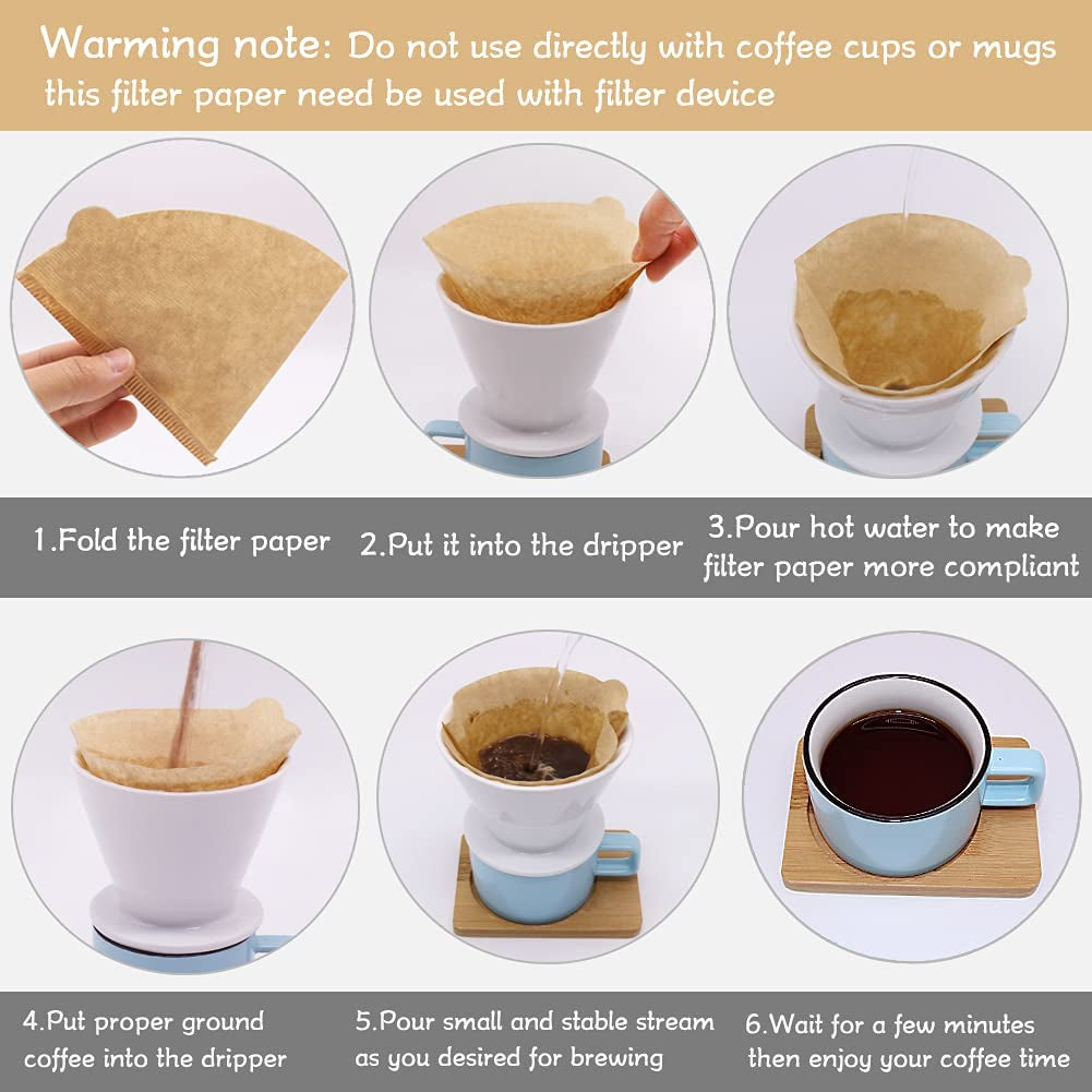 Small Coffee Filters, Size 01, Set of 200, Disposable Cone Coffee Filters Paper, Natural Paper Filters for Pour over Coffee Dripper and Coffee Maker (1-2 Cup)