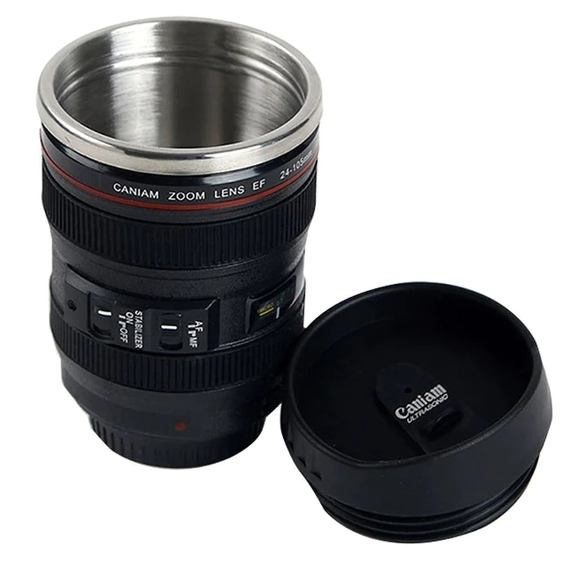 Stainless Steel Camera Ef24-105Mm Coffee Lens Mug White Black Coffee Mugs Creative Gift Coffee Cups Canecas Tazas Vaso Caf