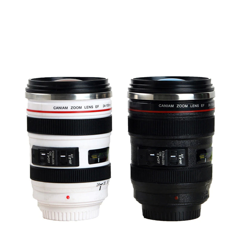 Stainless Steel Camera Ef24-105Mm Coffee Lens Mug White Black Coffee Mugs Creative Gift Coffee Cups Canecas Tazas Vaso Caf