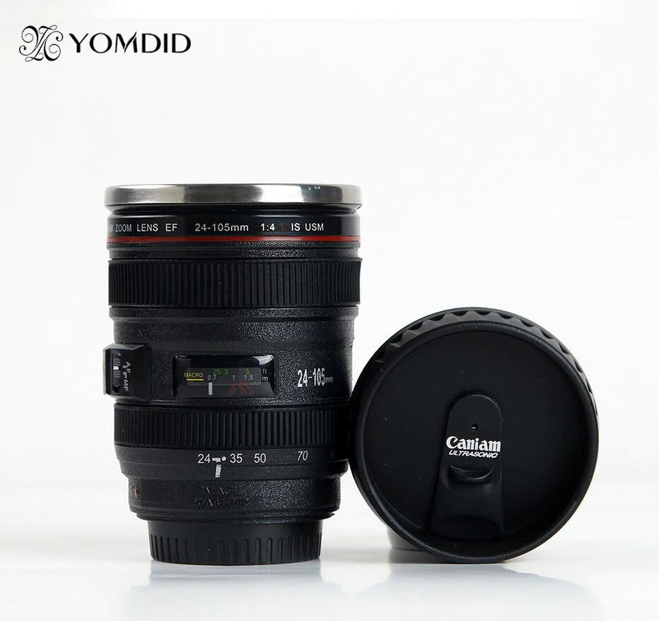 Stainless Steel Camera Ef24-105Mm Coffee Lens Mug White Black Coffee Mugs Creative Gift Coffee Cups Canecas Tazas Vaso Caf
