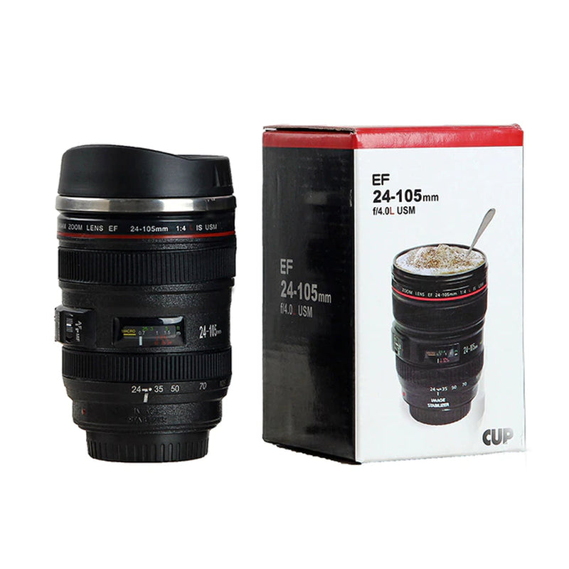 Stainless Steel Camera Ef24-105Mm Coffee Lens Mug White Black Coffee Mugs Creative Gift Coffee Cups Canecas Tazas Vaso Caf