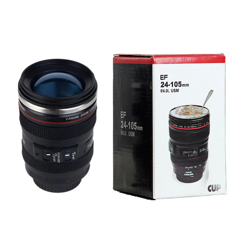 Stainless Steel Camera Ef24-105Mm Coffee Lens Mug White Black Coffee Mugs Creative Gift Coffee Cups Canecas Tazas Vaso Caf