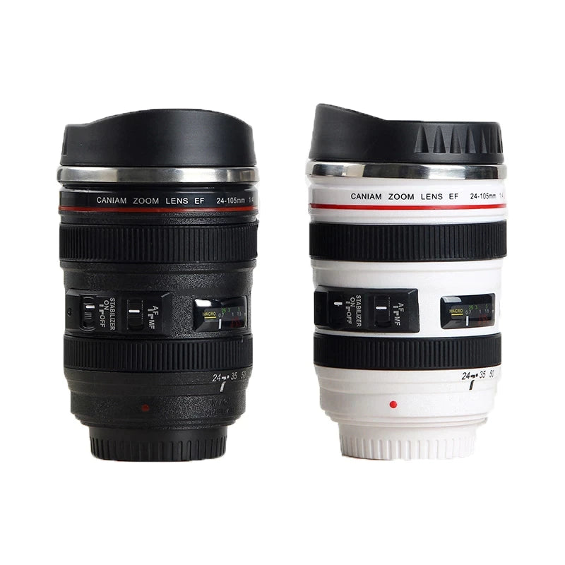 Stainless Steel Camera Ef24-105Mm Coffee Lens Mug White Black Coffee Mugs Creative Gift Coffee Cups Canecas Tazas Vaso Caf