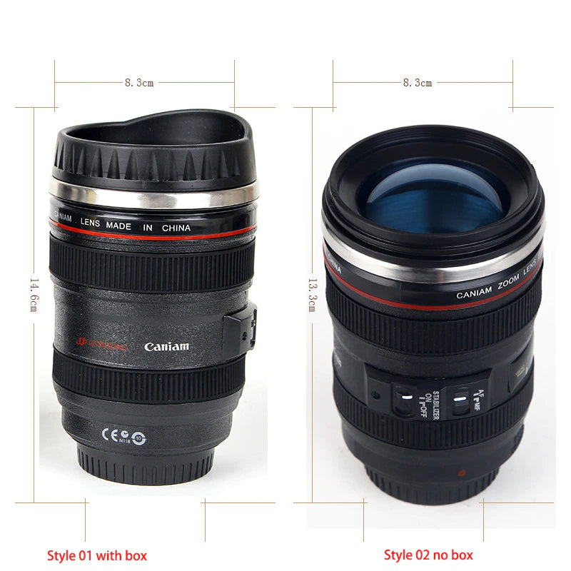 Stainless Steel Camera Ef24-105Mm Coffee Lens Mug White Black Coffee Mugs Creative Gift Coffee Cups Canecas Tazas Vaso Caf