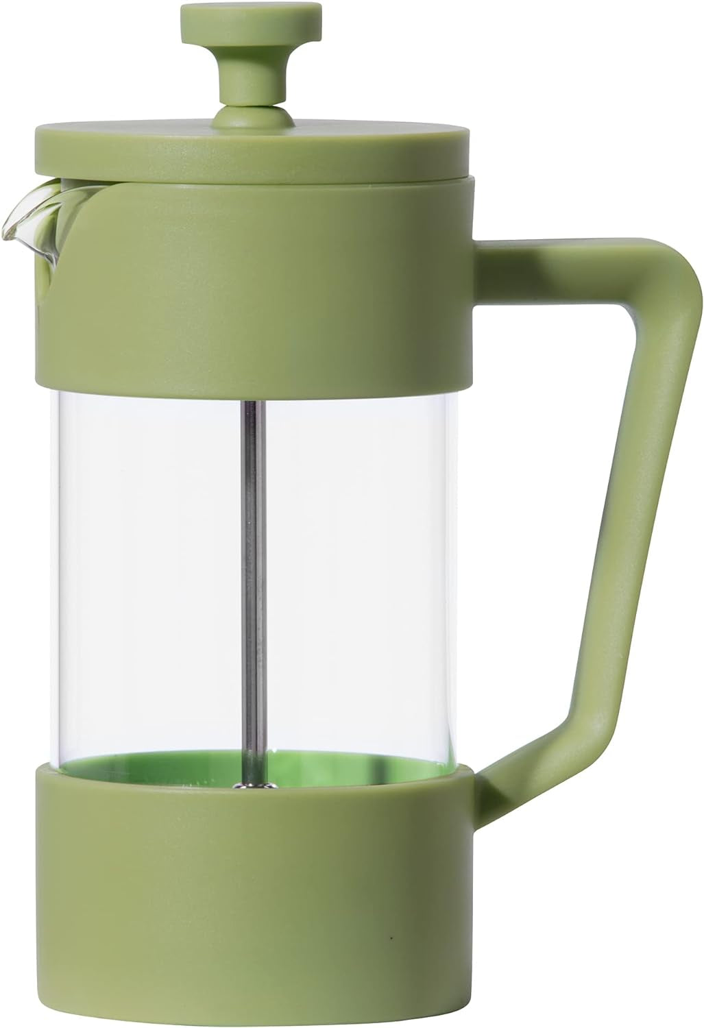 French Press Coffee Maker (12Oz)- Borosilicate Glass, Coffee Press, Single Cup French Press, 3 Cup Capacity, Olive