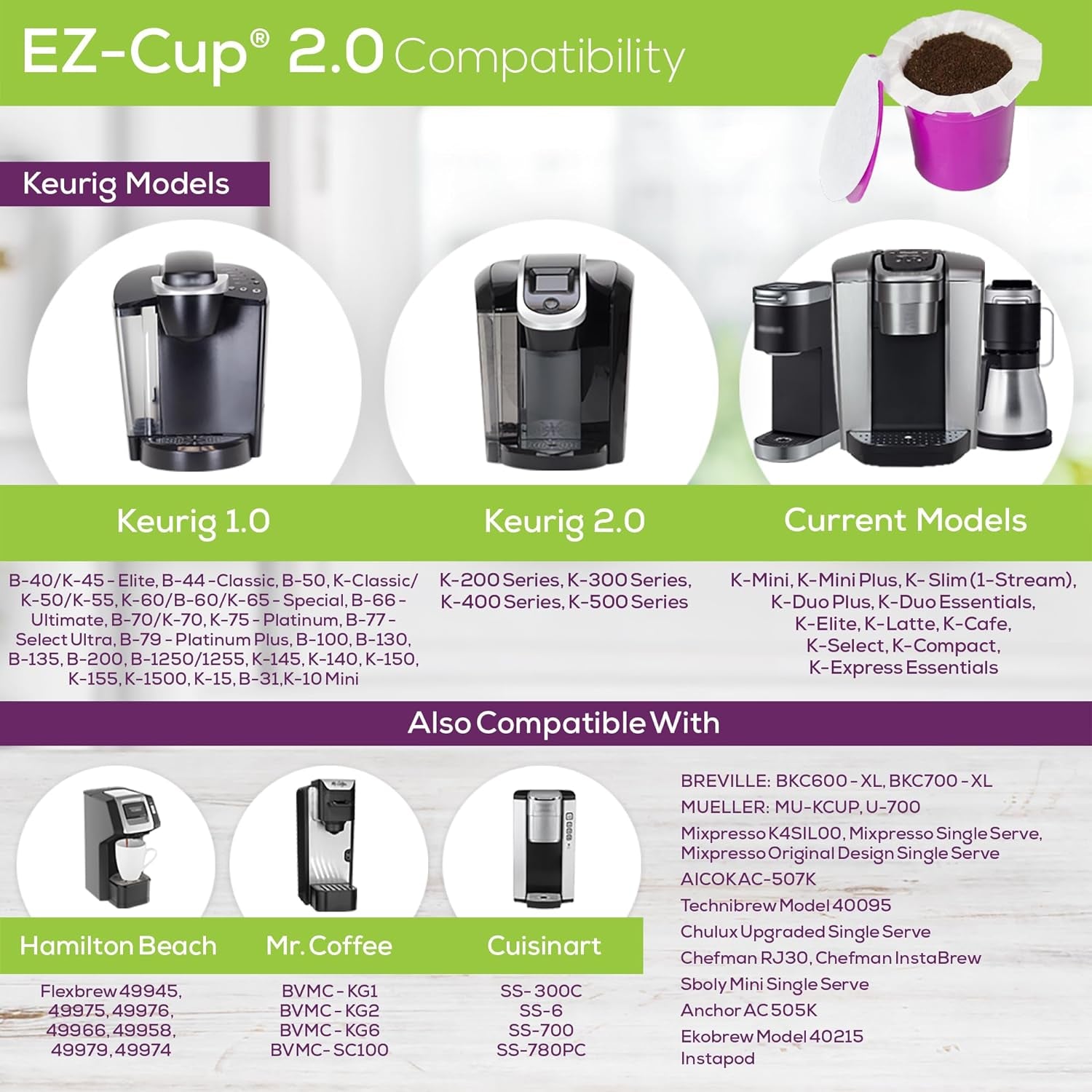 Ez-Cup 2.0 Starter Pack | Reusable K Cup Coffee Pod Capsule with 25 Disposable Paper Filters (Starter Pack)
