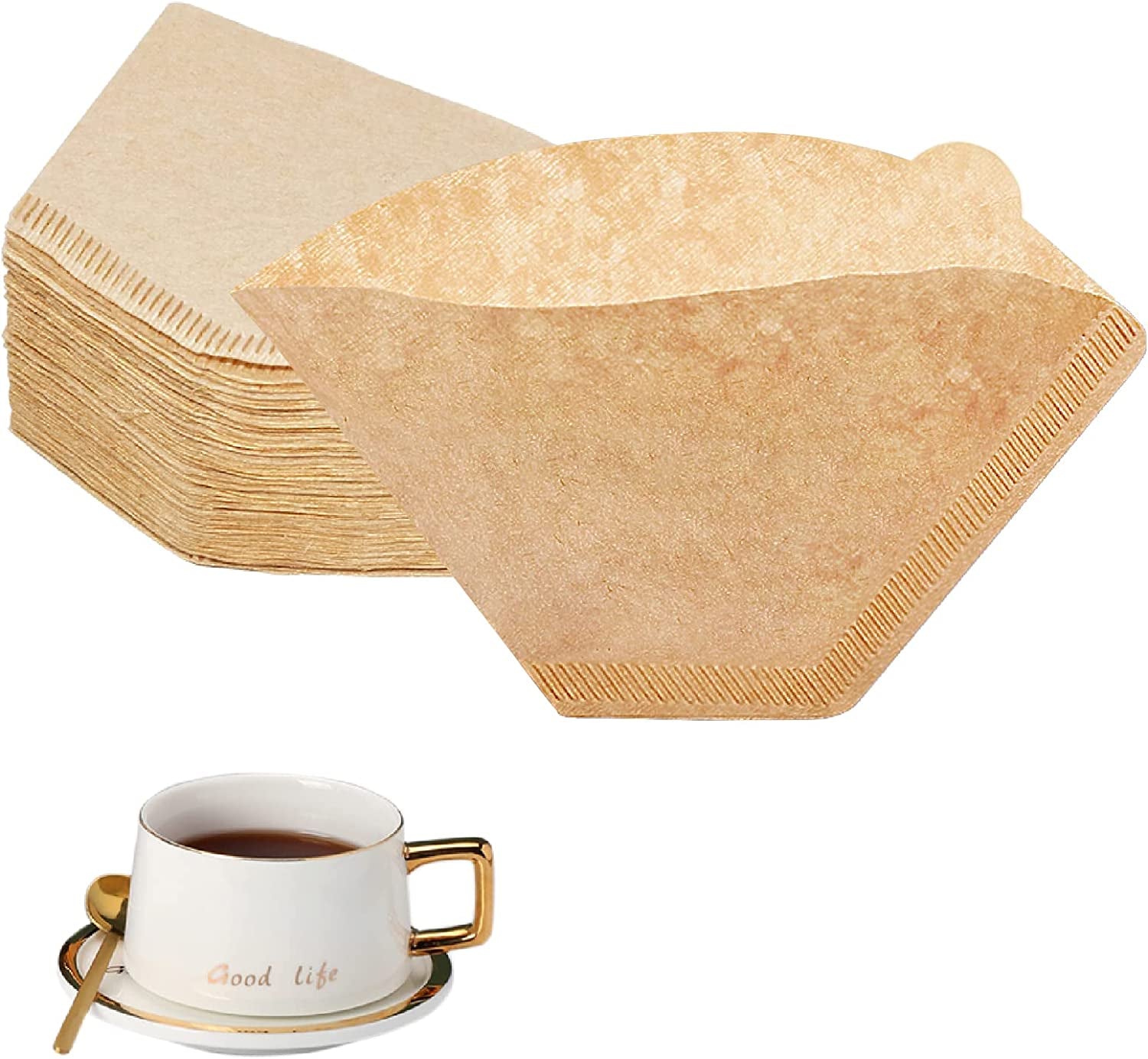 Size 4 Coffee Filters, 8-12 Cup, Set of 200, Coffee Filters 4 Cone Paper, Natural Unbleached Paper Filters for Pour over Coffee Dripper and Coffee Maker