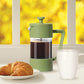 French Press Coffee Maker (12Oz)- Borosilicate Glass, Coffee Press, Single Cup French Press, 3 Cup Capacity, Olive