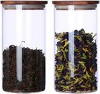 Glass Canister with Wood Lid,Tea Canisters for Loose Tea,Airtight Tea Containers,Airtight Glass Container for Loose Leaf Tea,Coffee Bean,Glass Jar Wood Lid,39 Fluid-Oz (1.2 Quart)