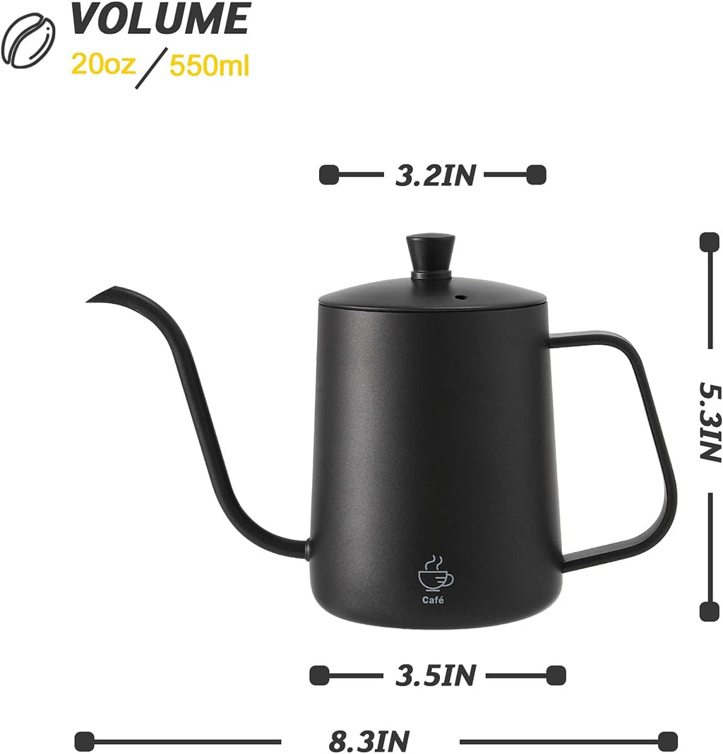 Pour over Coffee Kettle Mini 20 OZ Gooseneck Kettle Spout Coffee Pots Drip Coffee Maker Kettle Long Narrow Stainless Steel Pour over Kettle