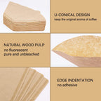 Size 4 Coffee Filters, 8-12 Cup, Set of 200, Coffee Filters 4 Cone Paper, Natural Unbleached Paper Filters for Pour over Coffee Dripper and Coffee Maker