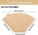 Size 4 Coffee Filters, 8-12 Cup, Set of 200, Coffee Filters 4 Cone Paper, Natural Unbleached Paper Filters for Pour over Coffee Dripper and Coffee Maker